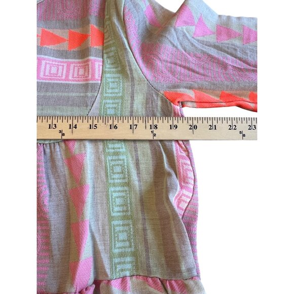 Anthropologie Luisa Perla Tiered Split Neck Bell Slevee Aztec Tribal Dress Small - Picture 11 of 16